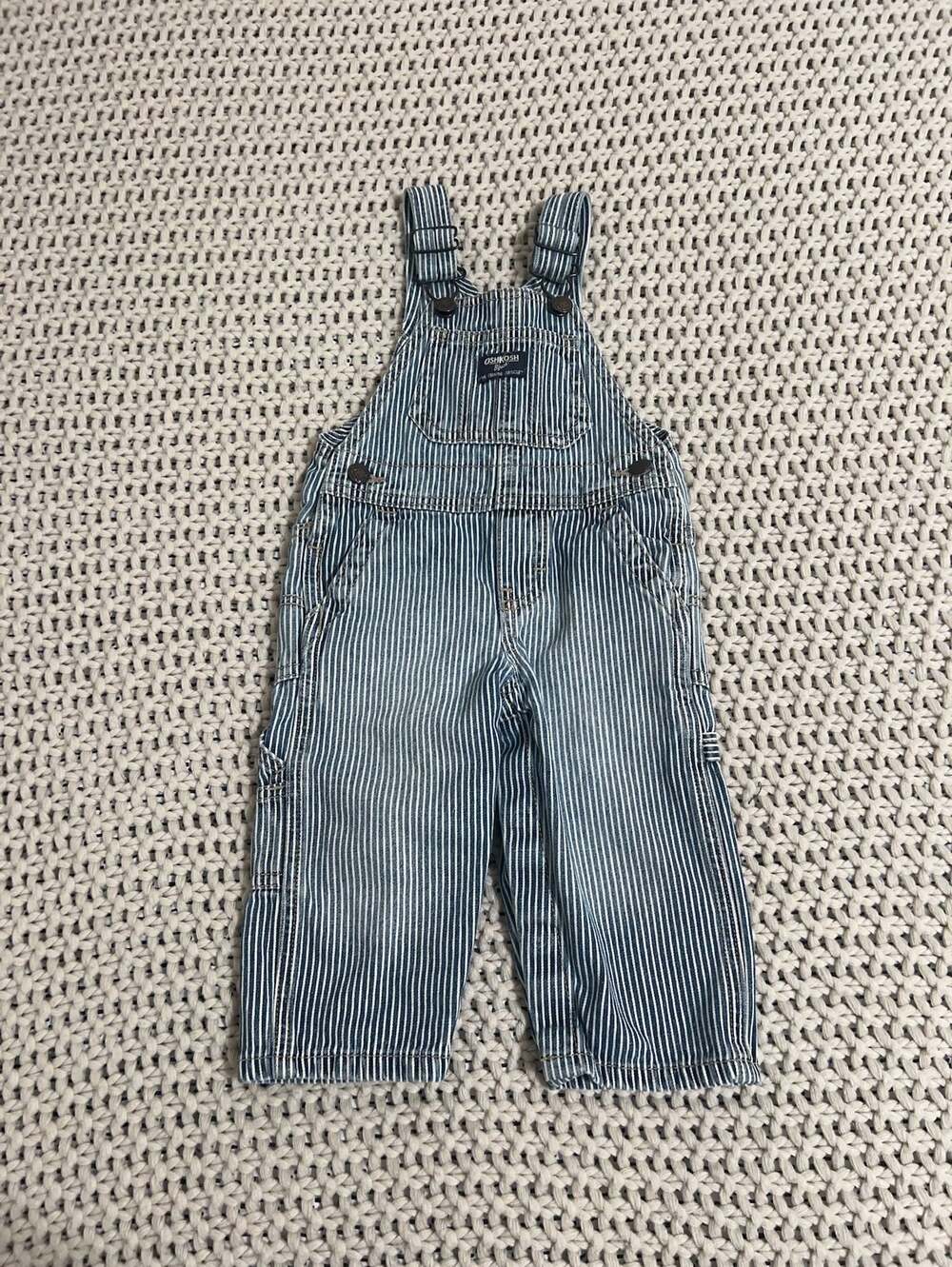 OshKosh B'gosh Hickory Stripe Denim Overalls Size 12M
